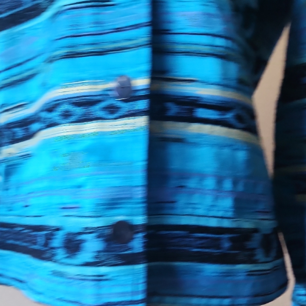 Vibrant Blue Patterned Women's Jacket - Picture 5 of 6